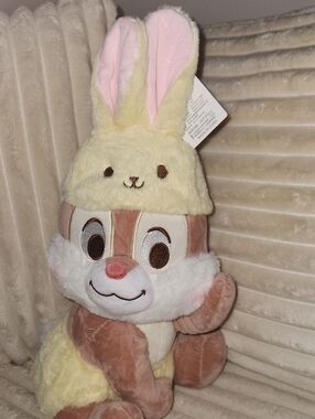 Plush Bunny Hat Chip 'n' Dale Style Plush - Pink & Cream